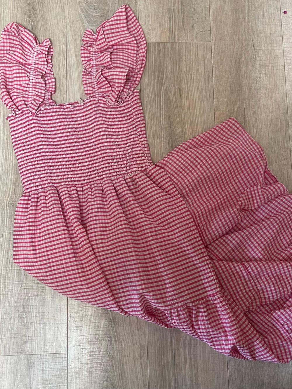 Promesa Pink Gingham Ruffle Sundress